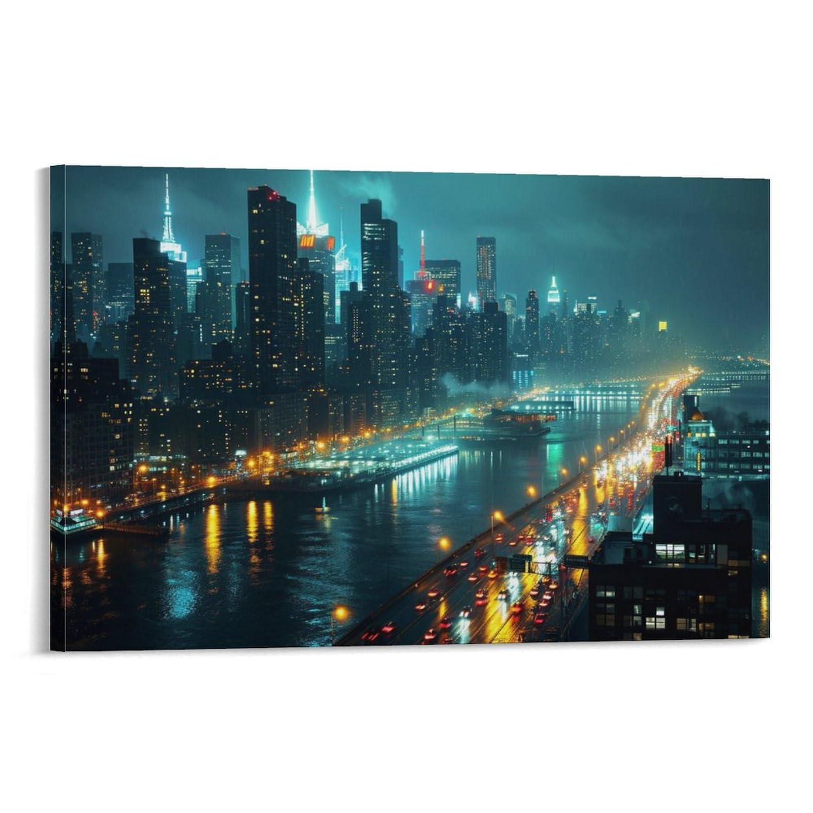 ニューヨーク 夜景 絵画 Amazon.co.jp: Potooart ニューヨークの夜街 ポスター